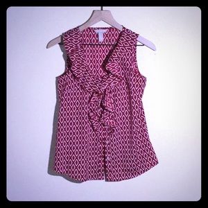 Banana Republic Sleeveless Red and White Blouse S